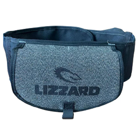 LIZZARD garage bumbag in black with adjustable strap, featuring multiple zippered compartments and durable design.