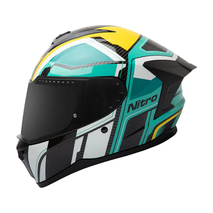 Nitro Sidewinder Full Face Helmet Teal/Yellow
