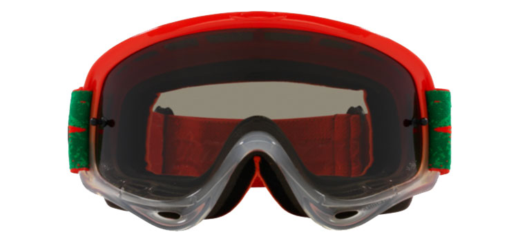 Oakley O Frame MX TLD Carrack Orange goggles with dark grey lenses, designed for motocross riding.