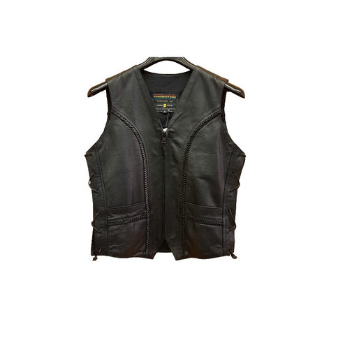 Colorful rainbow waistcoat for women, NEXO road jacket with vibrant rainbow design and fitted style.