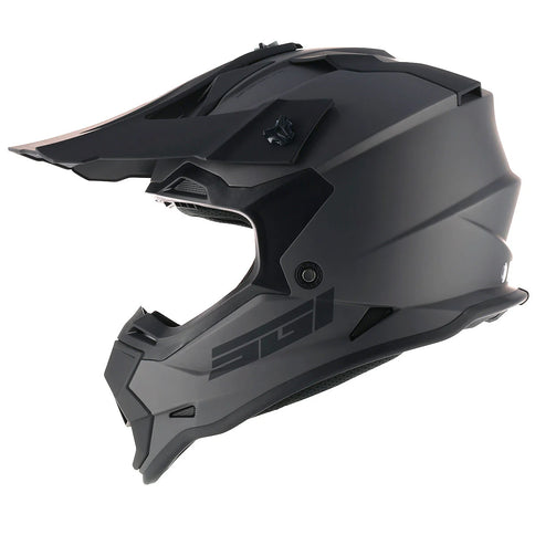 HJC SGI Rapid Youth MX helmet in gunmetal grey with matte finish, featuring aerodynamic design and ventilation for motocross riding.