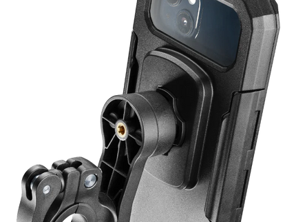 RBS-Yamaha QUIKLOX Armor Pro phone lock case with handlebar mount, shown from the back, designed for Yamaha motorcycles.