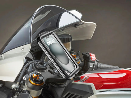 RBS-Yamaha QUIKLOX Armor Pro phone lock kit with handlebar mount for secure motorcycle phone storage.