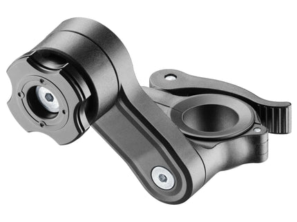 RBS-YAMAHA QUIKLOX Armor Pro phone lock case with handlebar mount secured on motorcycle handlebar.