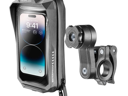 RBS-YAMAHA QUIKLOX waterproof phone lock kit with handlebar mount, secure case for motorcycle or bike handlebars.