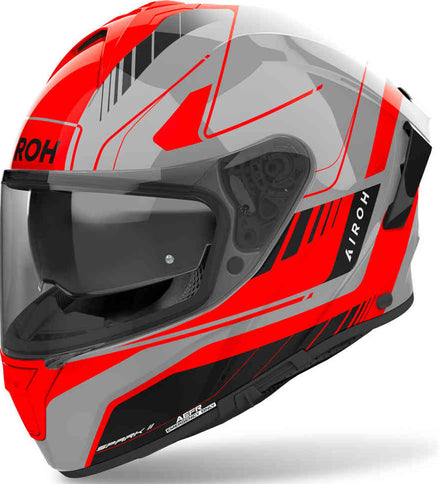 AIROH SPARK 2 Chrono grey and orange gloss road helmet with aerodynamic design and ventilation for motorcycle riding.