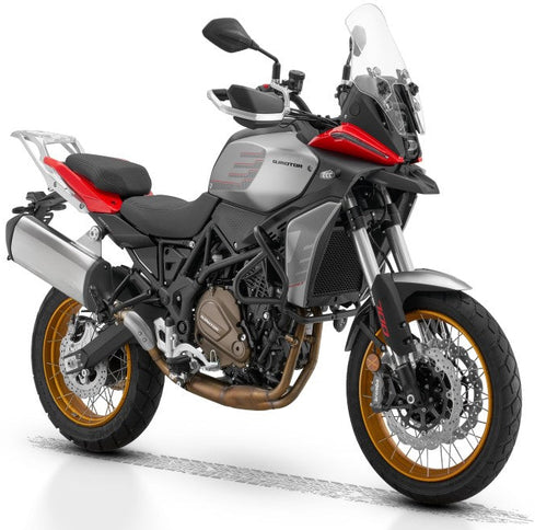 QJ MOTOR SRT 700 SX motorcycle with sleek black and silver design, featuring sporty styling and modern features.