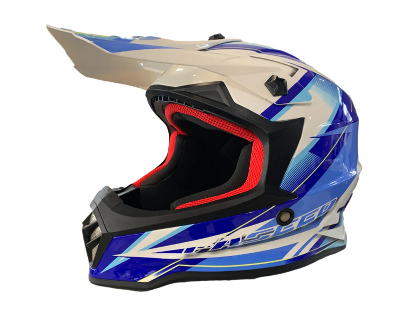 FASEED FS608 YOUTH HELMET - WHT/BLU
