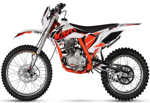 KAYO K2 Enduro motorcycle in black with rugged tires and off-road handlebars, ready for adventure.