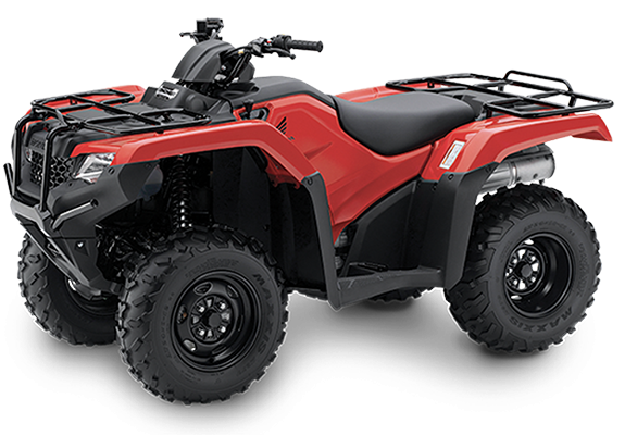Honda TRX420FA6 all-terrain vehicle in vibrant colors, showcasing its rugged design and sturdy build for off-road adventures.