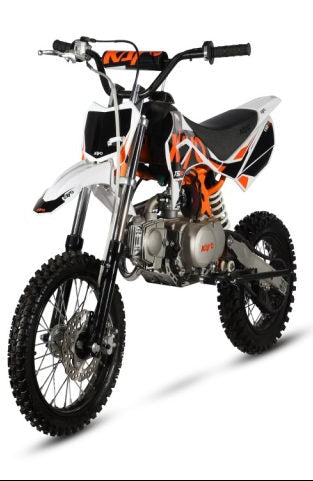 KAYO TSD 110 motorcycle with sleek black body and sporty design, shown from side view on a paved surface.