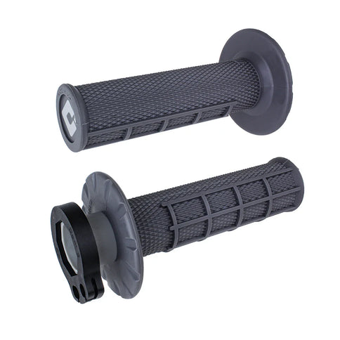 ODI Half Waffle MX V2 Lock On grips in black, motorcycle handlebar grips with textured surface for secure grip and control.