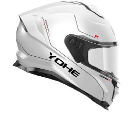 White YOHE 987 solid gloss road helmet with sleek design and adjustable straps, ideal for cycling safety.