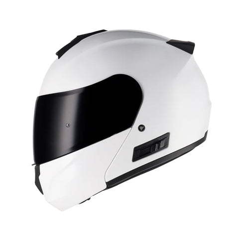 SGI FUSION 2.0 Flip Up Road Helmet in glossy white with side view, designed for cyclists' safety and style