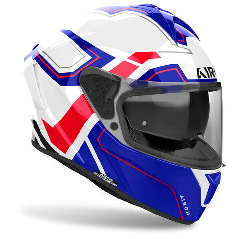 AIROH Spark 2 Dart blue and red road helmet with aerodynamic design and ventilation for motorcycle riding.