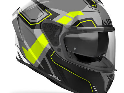AIROH Spark 2 Dart yellow road helmet with black and grey accents, featuring high-visibility yellow for motorcycle safety.