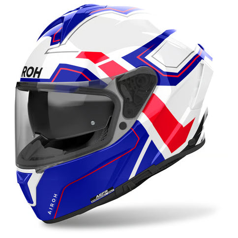 AIROH Spark 2 Dart blue and red road helmet with sleek design and ventilation, shown from the front view.