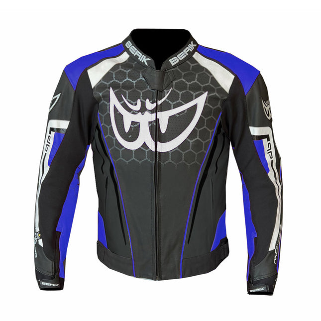 BERIK LEATHER JACKET BLACK BLUE WHITE