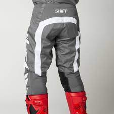 Shift WHIT3 Label Trac Pants in grey and white, MX motocross pants with durable fabric and sporty design.