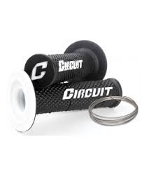 ProGrip Circuit Grips V Racing in black and white with textured rubber surface for motorcycle handlebar control.