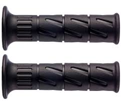 ARIETE Road Replica Grips for Kawasaki motorcycle, black rubber handlebar grips with textured surface for improved grip.