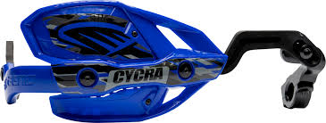 Blue Cycra Probend handlebar protector for motocross or dirt bikes, designed to shield handlebars and control components.