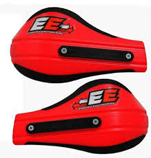 Red ENDURO ENGINEERING Roost Deflector mounted on a motorcycle for protection against debris and roost during riding.