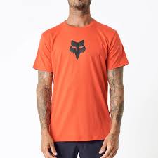 Red FOX Head Tee featuring a bold fox logo on the front, made from soft cotton, perfect for casual wear.