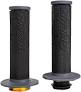 Black and grey Kira Lock-On motorcycle grips by PROGRIP featuring secure locking mechanism and textured surface for improved grip.