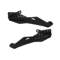 Black Circuit Fenix universal motorcycle handguards mounted on handlebars, providing protection and stylish look.