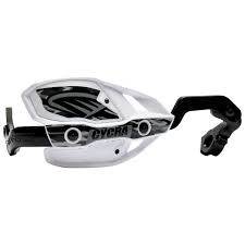 Cycra Probend Bar White motorcycle handlebar with protective bend and mounting hardware, designed for off-road or motocross bikes.