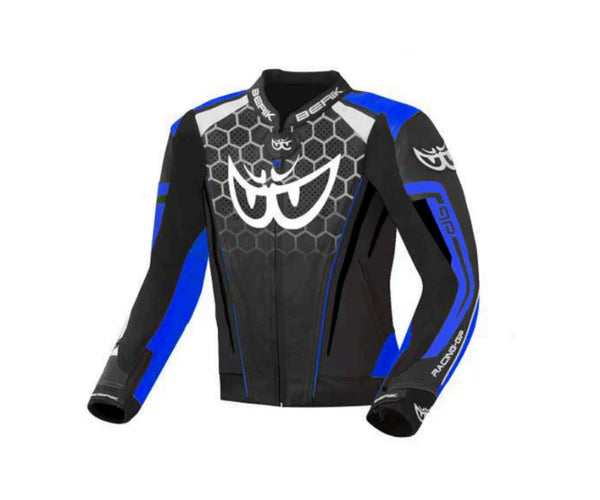 BERIK LEATHER JACKET BLACK BLUE WHITE – RBS-YAMAHA