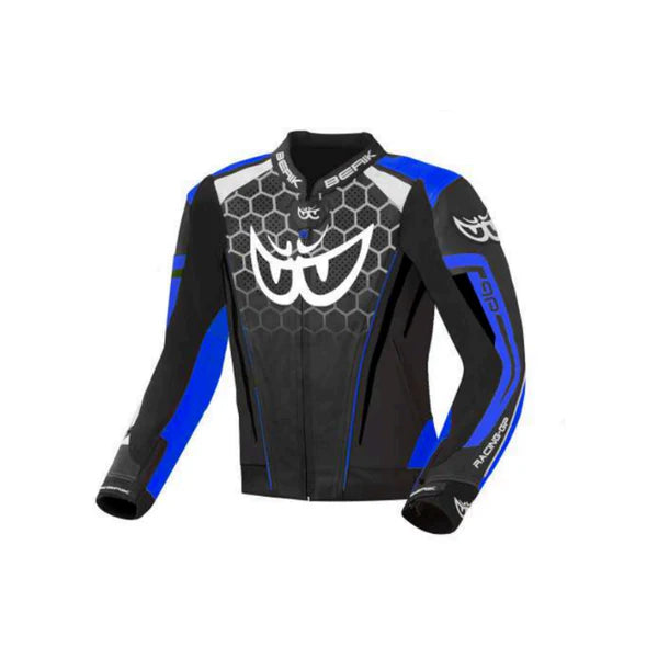 BERIK LEATHER JACKET BLACK BLUE WHITE