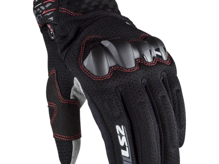 Black LS2 Chaki Road All-Terrain Gloves with reinforced palms and adjustable wrist straps for motorcycle riding.