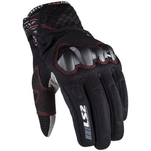 Black LS2 Chaki Road All-Terrain Gloves with reinforced palms and adjustable wrist straps for motorcycle riding.