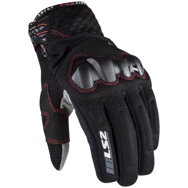 Black LS2 Chaki Road All-Terrain Gloves with reinforced palms and adjustable wrist straps for motorcycle riding.