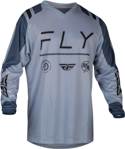 Fly F16 MX Jersey in Arctic Grey and Stone, lightweight motocross jersey with breathable fabric and vibrant color accents.