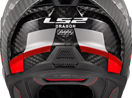 LS2 Dragon Trax Gloss Red FF807 road helmet with sleek design and aerodynamic vents, shown from the front angle.