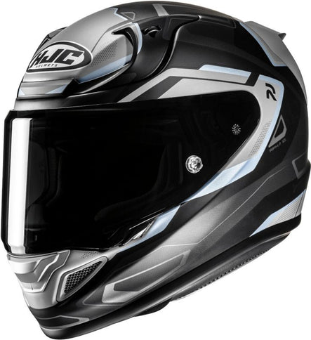 HJC RPHA 12 BRELS road helmet in grey, black, and blue with aerodynamic design, size XXL, featuring vents and secure chin strap.