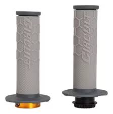 ProGrip Circuit Grips Kira Lock-On in grey and titanium, featuring textured rubber for secure motorcycle handlebar grip.
