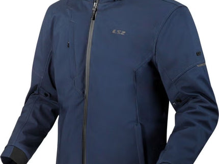 Blue LS2 Bolton Air waterproof motorcycle textile jacket with protective padding, shown on a mannequin in a 5XL size.