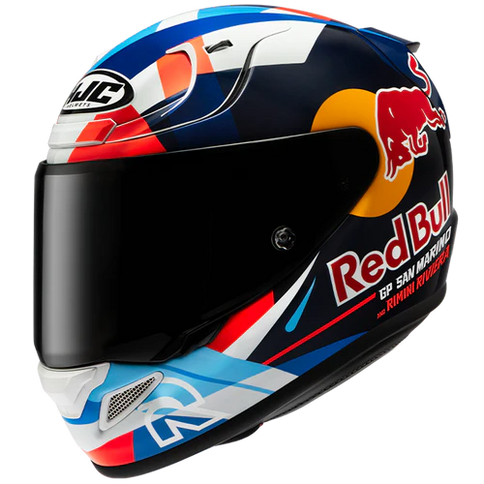 HJC RPHA 12 Red Bull Misano GP II full face road helmet with red and white design and aerodynamic vents.