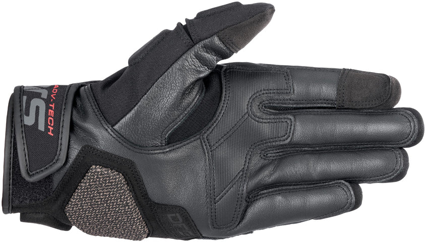 Black ALPINESTARS Halo road gloves with protective padding and adjustable cuffs, designed for motorcycle riding comfort and safety.