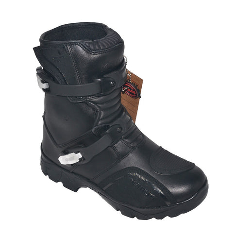 Black Metalize Explore Adventure Boots with rugged design and sturdy soles, ideal for outdoor exploration and adventure.