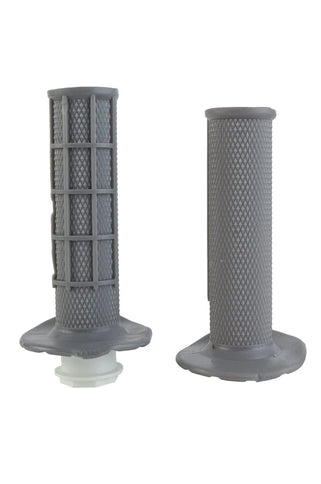 LIZZARD Moto-Lock grips in grey with T-cable design, suitable for motorcycle handlebars for secure grip and control.