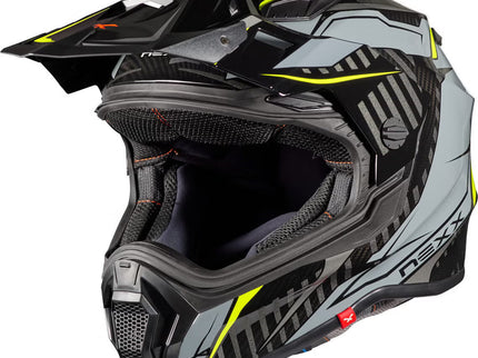 NEXX ATIKA yellow adventure helmet with grey accents, lightweight design, and adjustable straps for outdoor cycling.