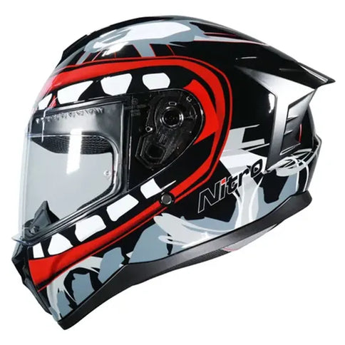 NITRO Bigmouth Black road helmet with red and white accents, featuring aerodynamic design and adjustable straps.