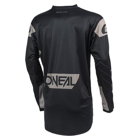 O'NEAL Matrix MX Jersey in black and grey, lightweight motocross jersey with breathable fabric and rider design.