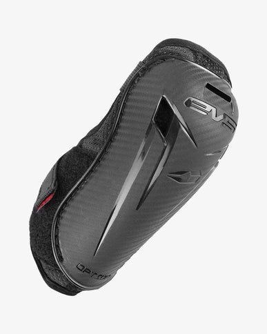 EVS Option ELBOW guard showing black protective padding and adjustable straps on a white background.