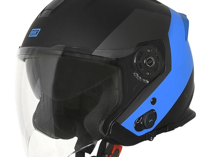 Origine PALIO 2.0 BT EKO black matte and blue road helmet, sleek design with aerodynamic vents and secure strap.